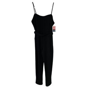 Haley and June Jumpsuit Size XL Sleeveless Tie Waist Solid Black Modern Chic NEW